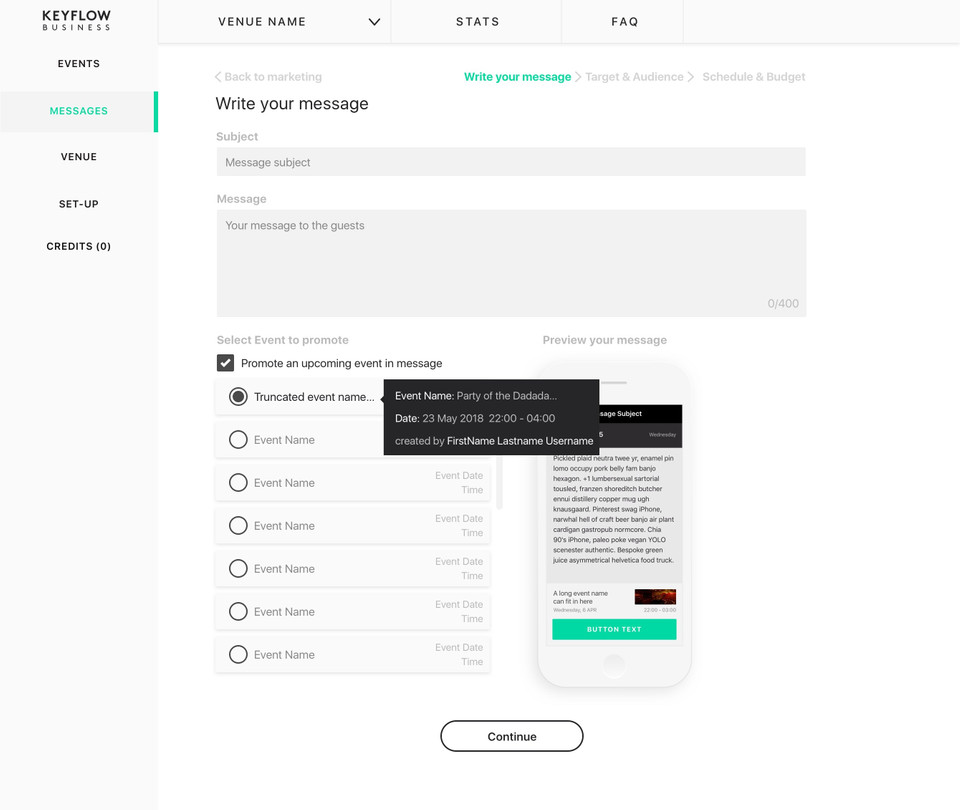 Keyflow Business - Web: Marketing Events